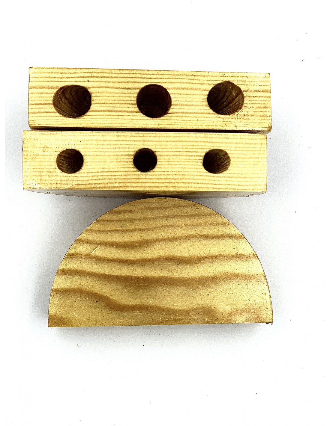 Taco de madera con tres orificio - Pintebo